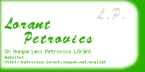 lorant petrovics business card